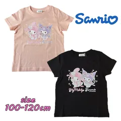 サンリオ マイメロディ＆クロミ 半袖Tシャツ プリント カットソー 天竺 トップス キッズ服 子ども服 トドラー (HU8838)