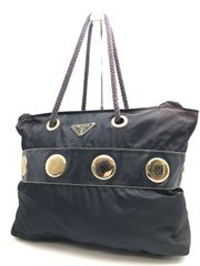 PRADA　プラダ　トートバッグ　テスートナイロン　三角ロゴ　ネイビー系　101