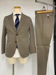 定価5.39万 新品 特価セール SALE 英国ブランド ITALY MARUZOTTO マルゾット 高級ブランド ブラウン ベージュ チェック ウール 毛 シングル スーツ A4 S 春 夏 オールシーズン サイドベント イタリア生地 セットアップ 418