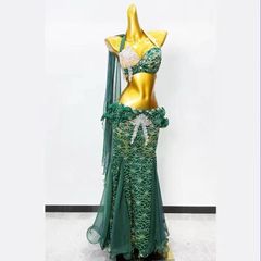 ベリーダンス 青緑衣装 夏 スパンコール 人魚 フュージョン - メルカリ