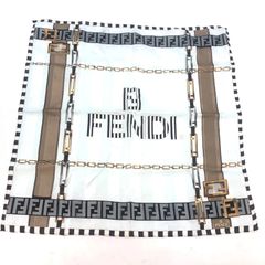 FENDI ミニスカーフ ハンカチ ズッカ チェーン柄 ゴールド FFロゴ