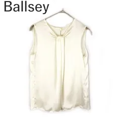ボールジィ Ballsey ノースリーブブラウス サテン風 光沢 透け感 アイボリー 白系