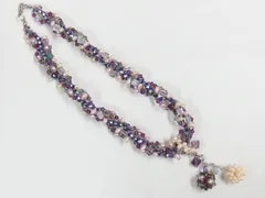 淡水パール フローライト ビーズ 編み込み ネックレス