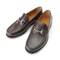 グッチ ホースビット レザー ローファー 革靴 シューズ ブラウン 9.5【中古】