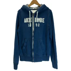 【中古】　Abercrombie & Fitch　ジップアップパーカー　裏起毛　ブランドロゴ　ワッペン　アメカジ　古着　/1583
