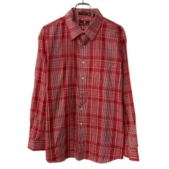 台湾製 Classic Directions 長袖 チェックシャツ XL レッド マルチカラー ボタン 胸ポケット 襟芯 チェック柄 長袖シャツ 春物 a804-5165