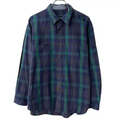 VAN HEUSEN 長袖 チェックシャツ L ネイビー マルチカラー ヴァンヒューゼン ボタン 胸ポケット チェック柄 カジュアル 春物 a804-5173