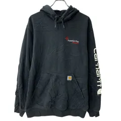 Carhartt ロゴスウェット パーカー L ブラック カーハート プルオーバー フーディー ロゴ刺繍 アームプリント 秋物 a804-5186