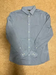 【H&M】スリムフィット イージーアイロン 長袖 シャツ ブルー L
