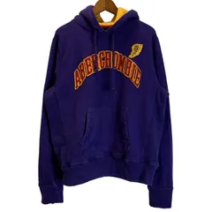 【中古】　Abercrombie & Fitch　パーカー　プルオーバー　トップス　フード　裏起毛　ブランドロゴ　ワッペン　ストリート　古着　/1582
