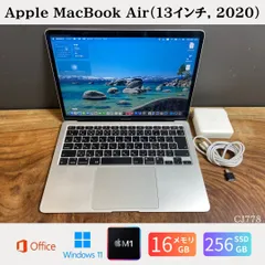 ［美品］Apple MacBook Air（13インチ, 2020）/ M1 / メモリ16GB / SSD256GB / Windows11 / Office2024 / CJ778