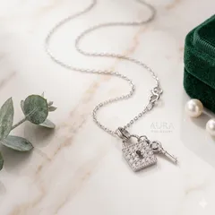 新品 ネックレス　レディース　南京錠 18K シルバー925 CZダイヤ 韓国