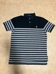 POLO RALPH LAUREN ストライプ ポロシャツ ブラック L US古着