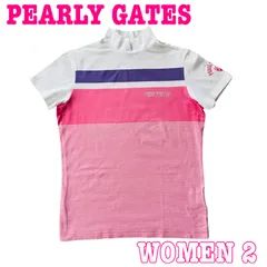 PEARLY GATES パーリーゲイツ 半袖 ロゴプリント ボーダー柄 モックネック ゴルフシャツ 2