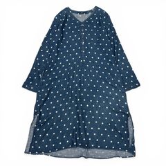 インディゴ藍染【45R】R刺繍 Aライン ワンピース 日本製 ネイビー 2