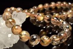 母岩入り！ ヘマタイトインタイチンルチルクォーツ　10mm　ブレスレット 1個売り パワーストーン 天然石 _BG6470-10