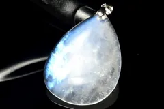 【１点物】シルバー925◇インド産 ブルームーンストーン　36x24mm　ドロップ ペンダントトップ パワーストーン 天然石 _PD1063
