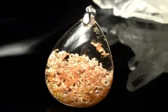 【１点物】シルバー925 珊瑚ガーデンクォーツ　28x19mm　ドロップ ペンダントトップ パワーストーン 天然石 _PD1001