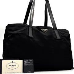 美品 PRADA プラダ テスート ナイロン レザー トートバッグ ブラック 黒 三角ロゴ プレート シルバー金具 白タグ 肩掛け ワンショルダー ビジネス オフィス カジュアル 通勤 通学 マザーズバッグ 旅行 トラベル 大容量 ギャランティカード