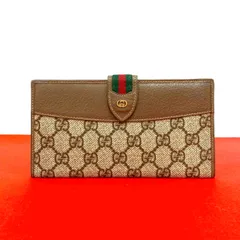 極 美品 GUCCI グッチ オールドグッチ ヴィンテージ シェリーライン GG ロゴ 金具 レザー 本革 長財布 ウォレット ブラウン 157-9
