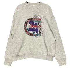 90s カナダ製 フルーツオブザルーム スウェット 24 HOUR RELAY ラバット 企業系 ビンテージ トレーナー XL 霜降りグレー FRUIT OF THE LOOM 企業ロゴ アート ヴィンテージ 古着 / IA355