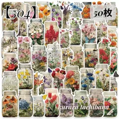 【504】コラージュ素材 フレークシール ステッカー 紙もの 花柄 ボトル ボタニカル 図鑑 瓶 装飾 植物 デコレーション ジャンクジャーナル スクラップブッキング アンティーク アルバム 手帳 日記 おすそ分け 50枚