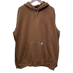 【中古】　Carhartt　パーカー　プルオーバー　長袖　フーディ　フード　トップス　裏起毛　無地　ワンポイント　ブランドロゴ　袖ロゴプリント　オーバーサイズ　アメカジ　古着　/2007