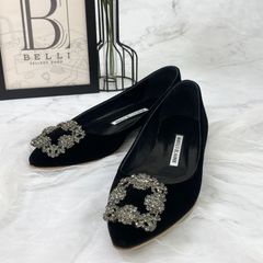 MANOLO BLAHNIK 36.5 ブラック フラットシューズ - メルカリ