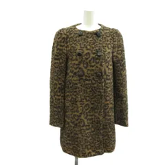 ザラ ベーシック ZARA BASIC コート アウター ウール M 茶 ブラウン レオパード柄 ノーカラー 長袖 ミドル丈 /PP ■ECA003