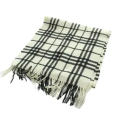 バーバリー ロンドン BURBERRY LONDON マフラー ストール ノバチェック カシミヤ アイボリー 黒 ブラック ■GY42 /MQ