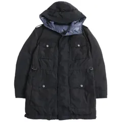 【ドンドン見直し】良品●BURBERRY LONDON バーバリーロンドン リバーシブル ロゴボタン フーデッドダウンコート ブラック×ブルー M 正規品 メンズ