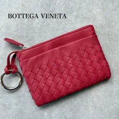 極美品 BOTTEGA VENETA ボッテガヴェネタ イントレチャート コインケース カードケース キーリング付き レザー 赤 コンパクトウォレット　a16