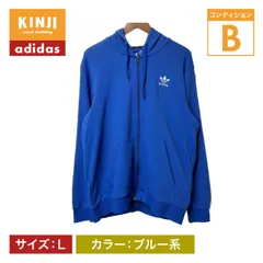 【中古】　adidas　ジップアップパーカー　フルジップ　フード　裏毛　ワンポイント　ブランドロゴ　トレフォイル　刺しゅう　プリント　スポーツ　古着　/1286