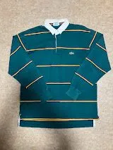 【80s IZOD LACOSTE】香港製 ボーダー ラガーシャツ グリーン M