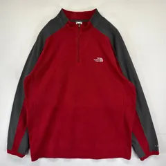 古着 ザ・ノースフェイス THE NORTH FACE ハーフジップフリースジャケット プルオーバー 薄手 ワンポイントロゴ XL  レッド メンズ