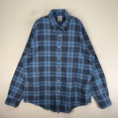 古着 ブルックスブラザーズ Brooks Brothers 長袖シャツ ボタンダウン 胸ポケ L  ブルー系 チェック メンズ