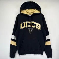 古着 チャンピオン Champion パーカー プルオーバー カレッジロゴ フーディ ワッペン スウェット S  ブラック メンズ