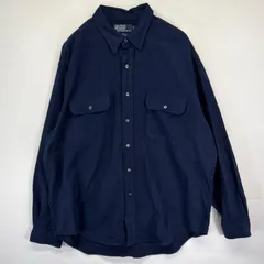 古着 ポロバイラルフローレン Polo by Ralph Lauren 長袖シャツ G.I.SHIRT 胸ポケット コットン 大きいサイズ XL  ネイビー メンズ