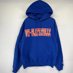古着 チャンピオン Champion パーカー スウェット カレッジロゴ ワッペン プルオーバー  フーディ L  ブルー メンズ