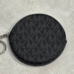 MICHAEL KORS マイケルコース MKシグネチャー 総柄 PVC ラウンドファスナー コインケース キーリング付き 小銭入れ ミニポーチ バッグチャーム キーホルダー 小物入れ 丸型 サークル ロゴ レディース メンズ ユニセックス 人気