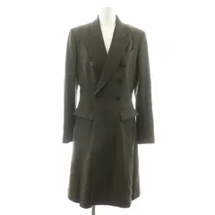 ジャンポールゴルチエ クラシック Jean Paul GAULTIER CLASSIQUE チェスターコート ロング ウール プリーツ ピークドラペル 背抜き 開き見せ 総柄 日本製 40 茶色 ブラウン /MP ■GY18のサムネイル