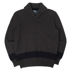 ポロラルフローレン チャコール ベーシック ポニー ショールカラー ニット