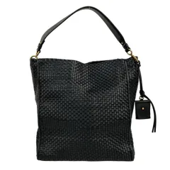 COLE HAAN(コールハーン) ショルダーバッグ美品  - 黒 編み込み レザー