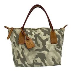 ROBERTA PIERI(ロベルタピエリ) ハンドバッグ - ベージュ×カーキ×マルチ 迷彩柄 レザー