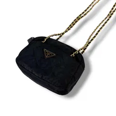 プラダ　PRADA キルティング　トライアングルロゴ　チェーンショルダーバッグ　ブラック　黒　テスートナイロン　カメラバッグ　トライアングルロゴ