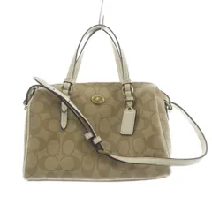 コーチ COACH PVC シグネチャー レザー ハンドバッグ 2way ベージュ 白 ホワイト