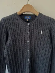 ポロ ラルフローレン キッズ ブラック ラウンドネック ニット ケーブルニット L