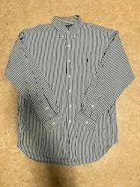 POLO RALPH LAUREN ストライプ ボタンダウンシャツ ネイビー M US古着