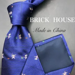 【美品】BRICK HOUSE ネクタイ ネイビー　小動物　ドット　絹100%