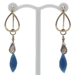 agete アガット K10YG イエローゴールド ピアス クォーツ 雫 変形フープ チャーム ラフカット 箱【新品仕上済】【zz】【中古】